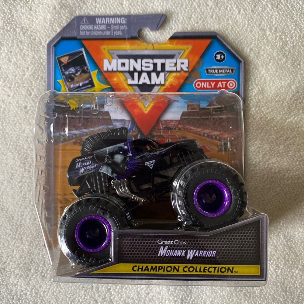 Monster Jam Mohawk Warrior Die-Cast Monster Truck Toy – Black & Purple